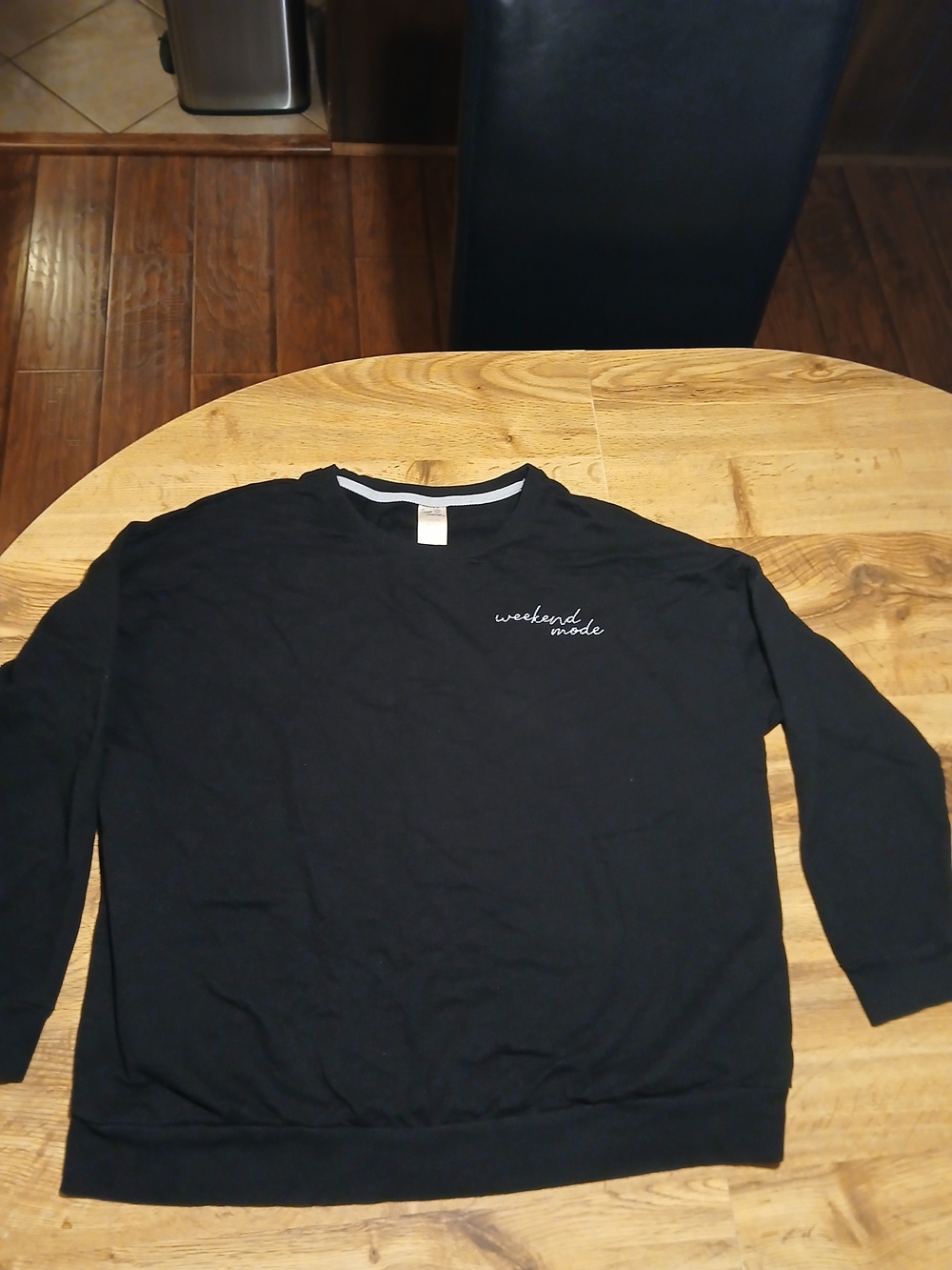 Secret Treasures Black Crewneck Sweatshirt with White Script